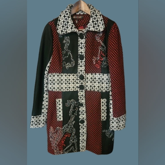 *Kessley Wool Blend Patchwork Coat